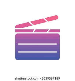 Colorful gradient movie clapperboard icon film production symbol