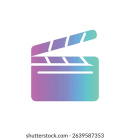 Colorful gradient movie clapperboard icon design element