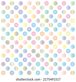 Colorful gradient and multicolor ramdon polka dot vector. colorful polka dot background, confetti. parties, festivities, textiles.