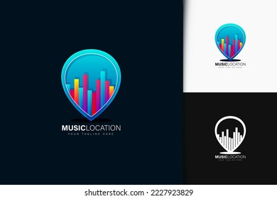 Colorful gradient music location logo design
