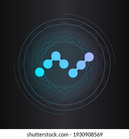 Logo de nano criptodivisa de gradiente colorido. Aislado en un fondo oscuro.