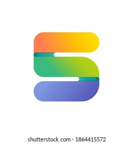 Colorful gradient number five logo. Vector one line typeface for tech branding design, nightlife labels, multimedia posters, futuristic identity etc.