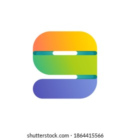 Colorful gradient number nine logo. Vector one line typeface for tech branding design, nightlife labels, multimedia posters, futuristic identity etc.