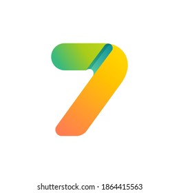 Colorful gradient number seven logo. Vector one line typeface for tech branding design, nightlife labels, multimedia posters, futuristic identity etc.