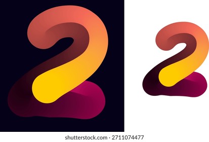 Gradiente colorido número dois design de ilustração para web e impressão
