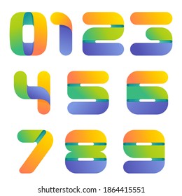 Colorful gradient numbers set. Vector one line typeface for tech branding logo, nightlife labels, multimedia posters, futuristic identity etc.