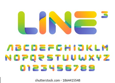 Colorful gradient one line alphabet. Vector line typeface for tech branding logo, nightlife labels, multimedia posters, futuristic identity etc.