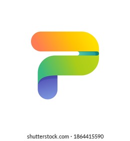 Colorful gradient P letter initial logo. Vector one line typeface for tech branding design, nightlife labels, multimedia posters, futuristic identity etc.