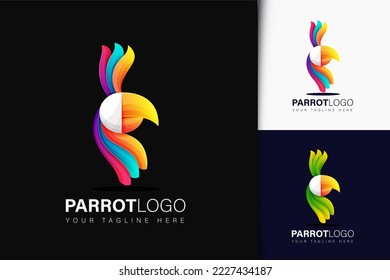 Colorful gradient parrot logo design