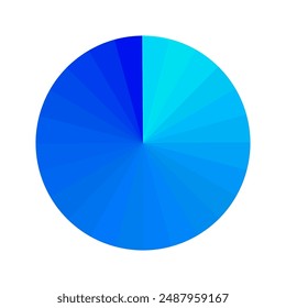 Colorful gradient pie chart with various shades of blue Abstract vector illustration of a pie chart Circular chart for business or data presentation