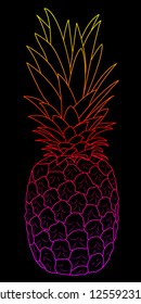 Colorful gradient pineapple on black background