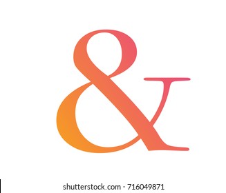 The Colorful gradient pink to orange isolated word symbol of AND