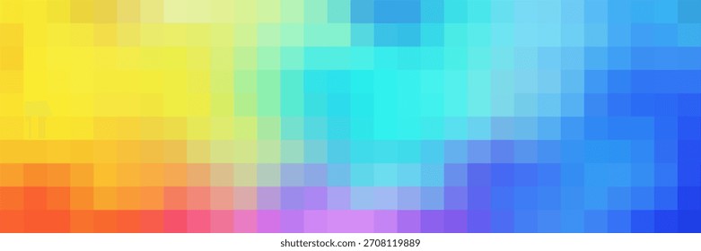 Fondo de mosaico pixelado degradado colorido. Pixel Grid Rainbow para fondo Abstractas.