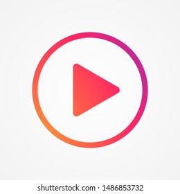 Colorful gradient play button. Icon, symbol in line style. Social media Instagram concept. Vector illustration. EPS 10