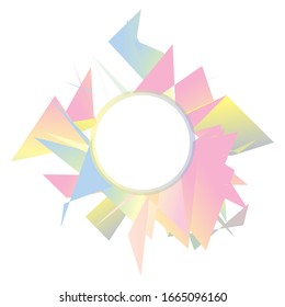 Colorful gradient polygonal spots on a white background. Broken glass pieces frame