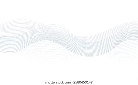 Colorful gradient purple blue on transparent background. Blue lines vector illustration. Curved wave. Abstract wave element.