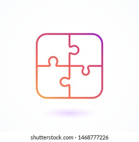 Colorful gradient puzzle line icon. Symbol team building. Vector illustration. EPS 10