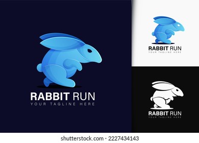 Colorful gradient rabbit run logo