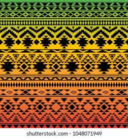 Colorful gradient rasta tribal vintage ethnic seamless pattern, geometric print, fabric, cloth design, wallpaper, wrapping.