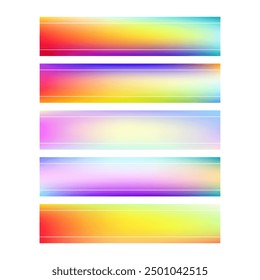Conjunto de diseño de Anuncio de etiqueta de rectángulo de gradiente colorido con marco de línea blanca