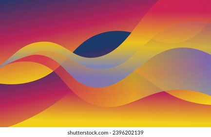 Colorful gradient reflection on wave background. Colorful template for your design.