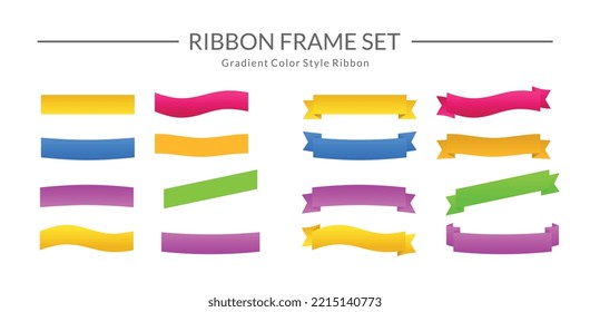 Colorful Gradient ribbons. Gradient color ribbon banners vector collection. Illustration flag ribbon banner, colorful label ribbon set