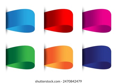 Colorful gradient ribbons. Six variations. Abstract design. Vector illustration.