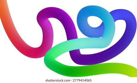 Colorful gradient ribbons twisting together in a knot