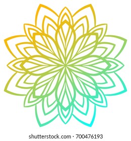 Colorful gradient round element. Mandala. Ornamental doodle flower isolated on white background. Vector illustration.