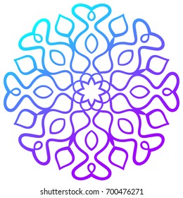 Colorful gradient round element. Mandala. Ornamental doodle flower isolated on white background. Vector illustration.