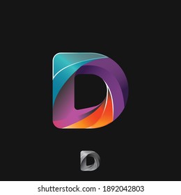 Colorful gradient rounded Letters D initial