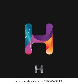 Colorful gradient rounded Letters H initial