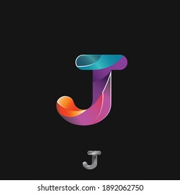 Colorful gradient rounded Letters J initial