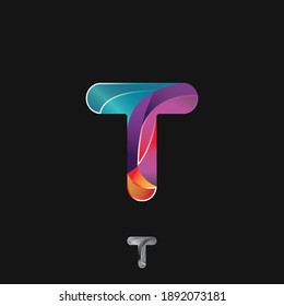 Gradiente colorido redondeado Letras T iniciales