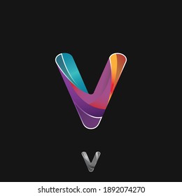 Colorful gradient rounded Letters V initial