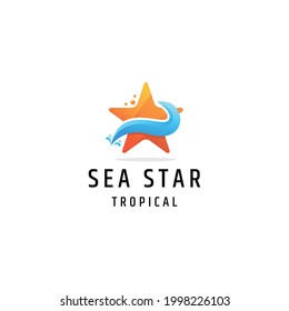 Colorful gradient sea star logo icon design template vector