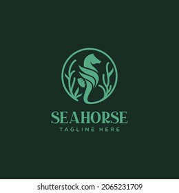 colorful gradient seahorse logo design template