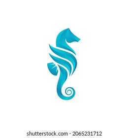 colorful gradient seahorse logo design template