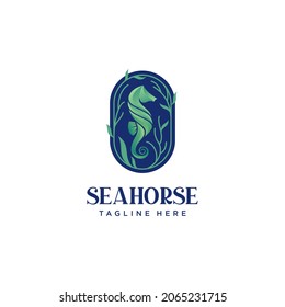 colorful gradient seahorse logo design template