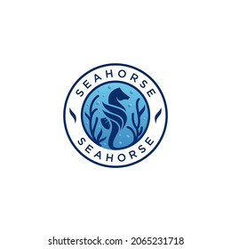 colorful gradient seahorse logo design template