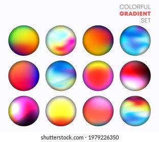 Colorful gradient set with the blurred circle background design. Vector illustration.