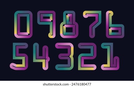 Colorful gradient set number, Simple round numbers symbol se, 3d realistic golden balloon number set for decoration design