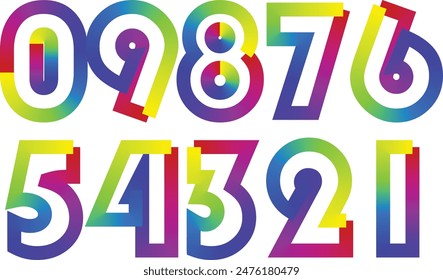 Colorful gradient set number, Simple round numbers symbol se, 3d realistic golden balloon number set for decoration design