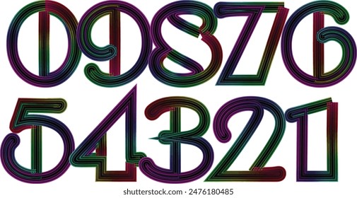 Colorful gradient set number, Simple round numbers symbol se, 3d realistic golden balloon number set for decoration design