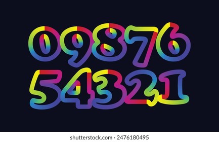 Colorful gradient set number, Simple round numbers symbol se, 3d realistic golden balloon number set for decoration design