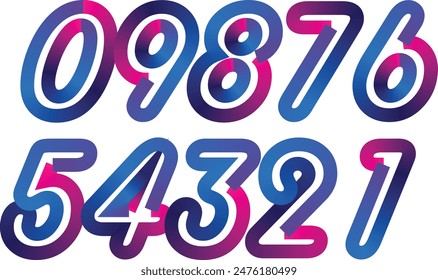 Colorful gradient set number, Simple round numbers symbol se, 3d realistic golden balloon number set for decoration design