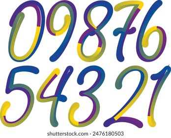 Colorful gradient set number, Simple round numbers symbol se, 3d realistic golden balloon number set for decoration design