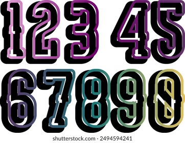 Colorful gradient set number, Simple round numbers symbol se, 3d realistic golden balloon number set for decoration design