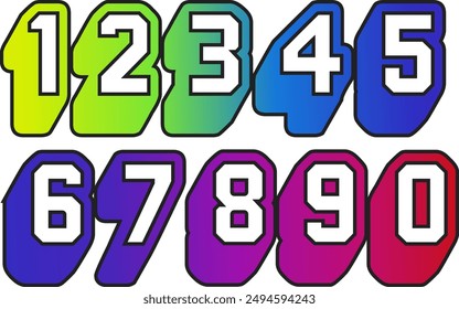 Colorful gradient set number, Simple round numbers symbol se, 3d realistic golden balloon number set for decoration design