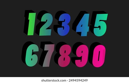 Colorful gradient set number, Simple round numbers symbol se, 3d realistic golden balloon number set for decoration design